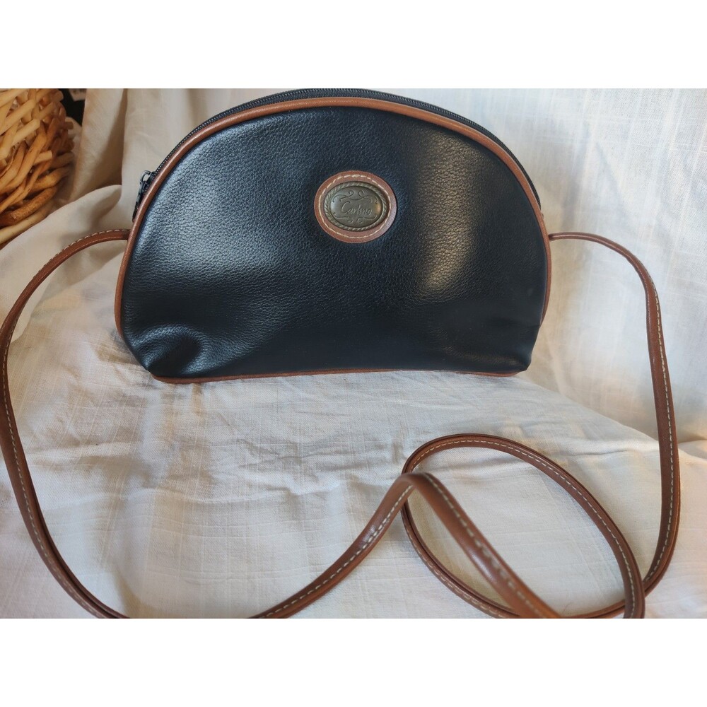Carlino black leather style bag half moon